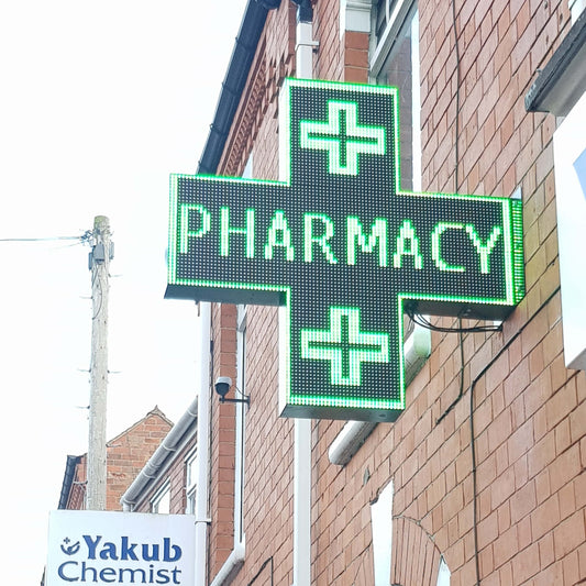 LED Pharmacy Cross Double Sided 100x100cm